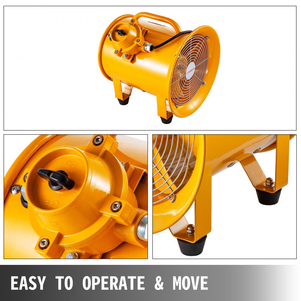 VEVOR Explosion Proof Fan 10 Inch(250mm) Utility Blower Fan 350W 220V 60HZ Speed 3450 RPM for Extraction and Ventilation in Potentially Explosive Environments