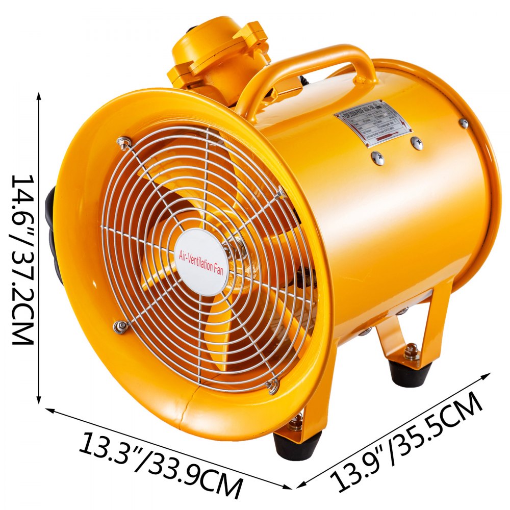VEVOR Explosion Proof Fan 10 Inch(250mm) Utility Blower Fan 350W 220V 60HZ Speed 3450 RPM for Extraction and Ventilation in Potentially Explosive Environments