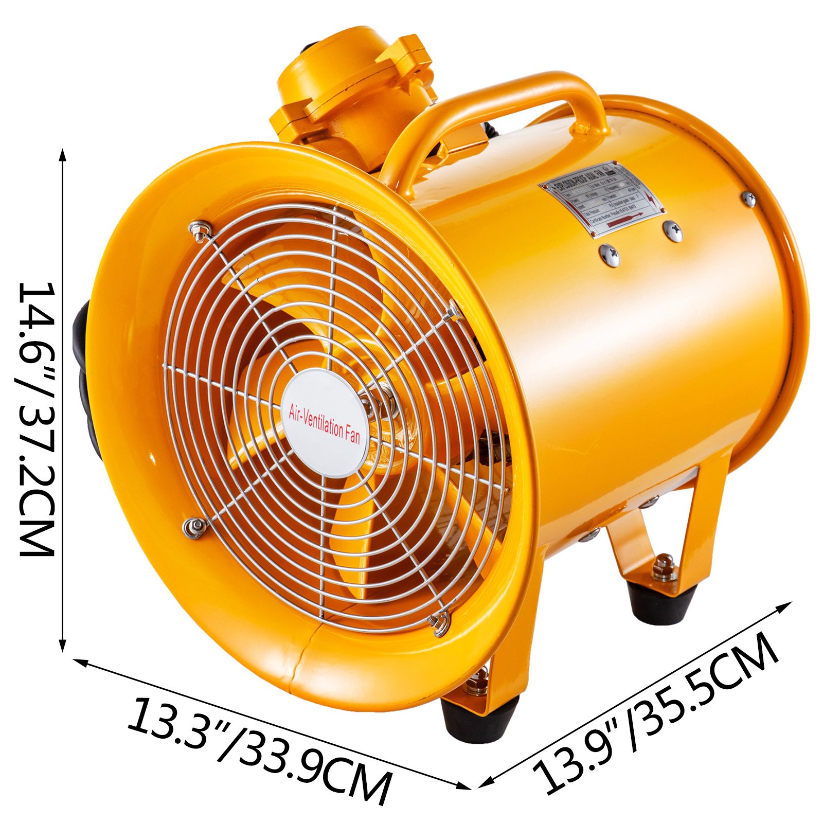 VEVOR Explosion Proof Fan 10 Inch(250mm) Utility Blower Fan 350W 220V 60HZ Speed 3450 RPM for Extraction and Ventilation in Potentially Explosive Environments