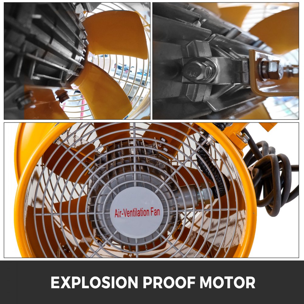 VEVOR Ventilador a prueba de explosiones Soplador utilitario de 10 pulgadas (250 mm) Ventilador a prueba de explosiones de 350 W 110 V 60 HZ Velocidad 3450 RPM para extracción y ventilación en entornos potencialmente explosivos