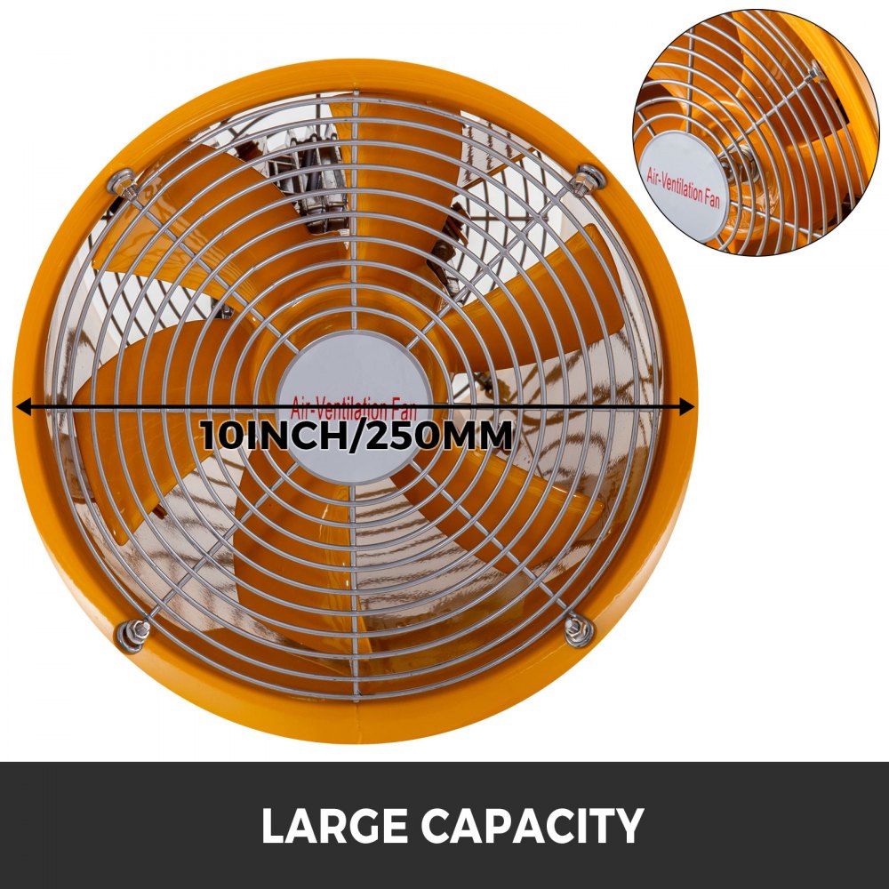 VEVOR Ventilador a prueba de explosiones Soplador utilitario de 10 pulgadas (250 mm) Ventilador a prueba de explosiones de 350 W 110 V 60 HZ Velocidad 3450 RPM para extracción y ventilación en entornos potencialmente explosivos
