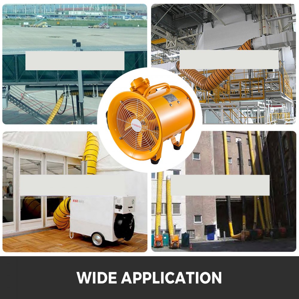 VEVOR Ventilador a prueba de explosiones Soplador utilitario de 10 pulgadas (250 mm) Ventilador a prueba de explosiones de 350 W 110 V 60 HZ Velocidad 3450 RPM para extracción y ventilación en entornos potencialmente explosivos