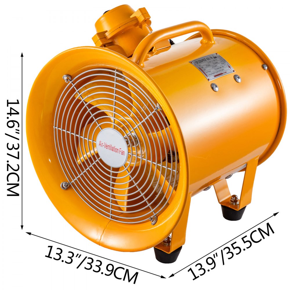 VEVOR Ventilador a prueba de explosiones Soplador utilitario de 10 pulgadas (250 mm) Ventilador a prueba de explosiones de 350 W 110 V 60 HZ Velocidad 3450 RPM para extracción y ventilación en entornos potencialmente explosivos