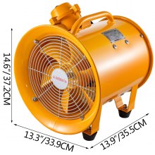 VEVOR ATEX Portable Ventilator Fan 10 Inch(250mm) 300W Explosion Proof Extractor or Ventilator 220V 50HZ Speed 2920 RPM for Extraction and Ventilation in Potentially Explosive Environments