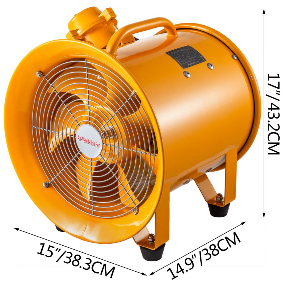 VEVOR Ventilador a prueba de explosiones Soplador utilitario de 12 pulgadas (300 mm) 550 W 110 V 60 HZ Velocidad 3450 RPM para extracción y ventilación en entornos potencialmente explosivos
