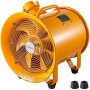 yellow VEVOR explosion proof fan with handle and air-ventilation grille.