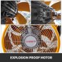 yellow blades and grille of a VEVOR explosion proof fan with a sturdy motor design.