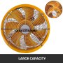 12-inch VEVOR explosion proof fan with large yellow blades and metal grille.