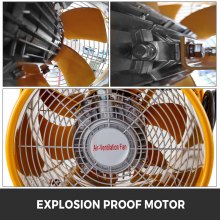 VEVOR Ventilateur antidéflagrant 12 pouces (300 mm) 550 W 110 V 60 Hz Vitesse 3450 tr/min pour l'extraction et la ventilation dans des environnements potentiellement explosifs