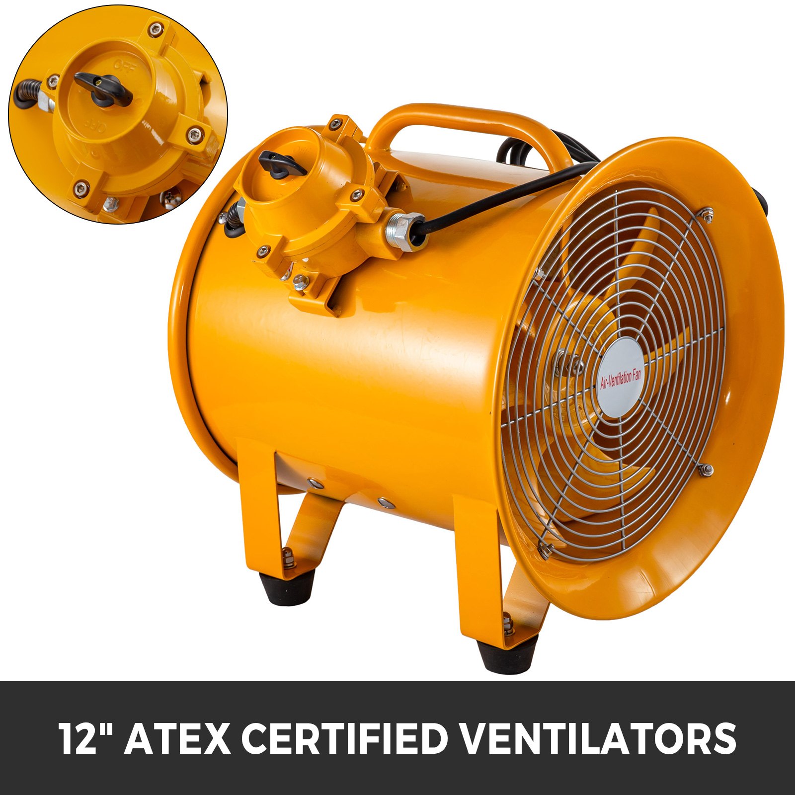 VEVOR Explosion Proof Fan 12 Inch(300mm) Utility Blower 550W 110V 60HZ Speed 3450 RPM for Extraction and Ventilation in Potentially Explosive Environments
