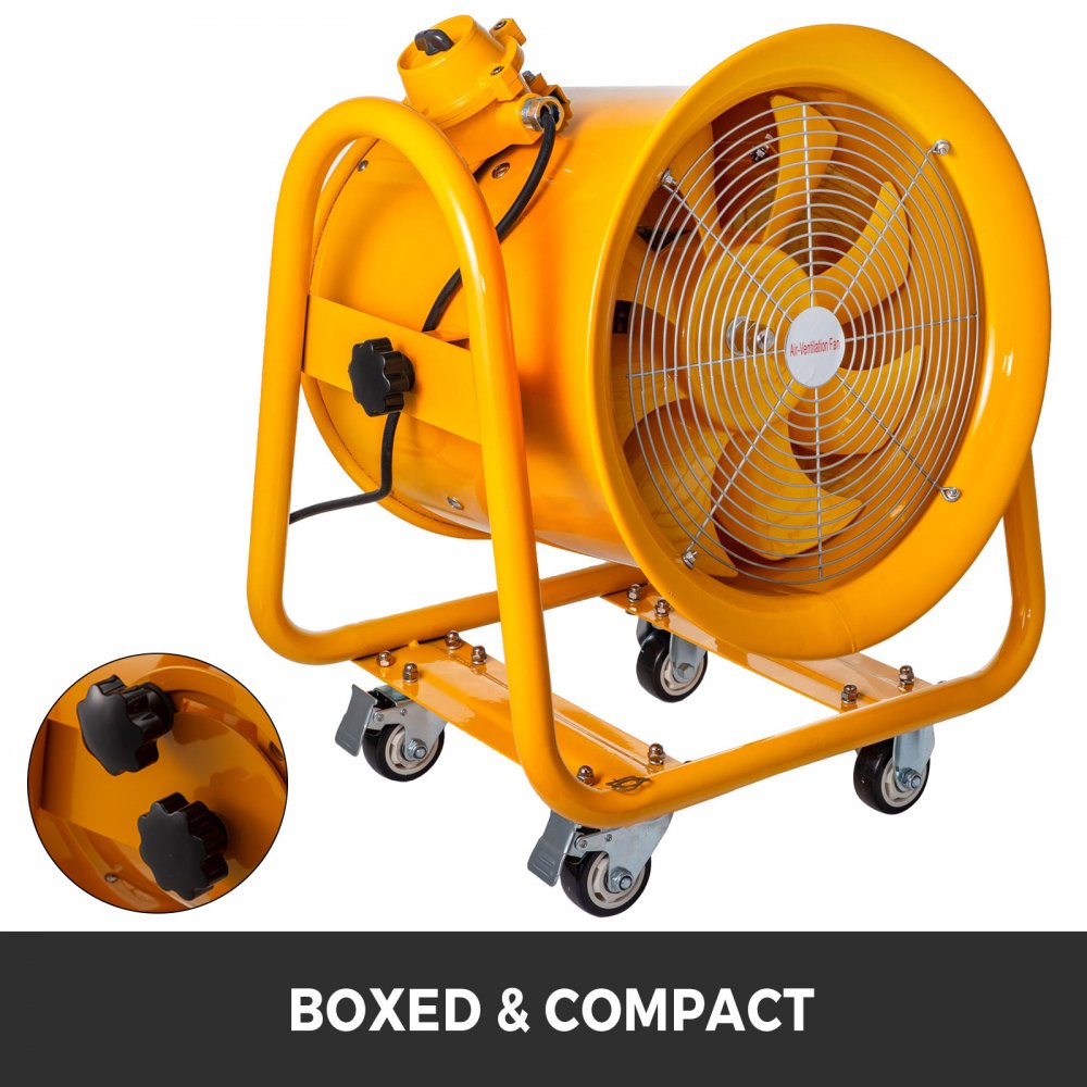 VEVOR Explosion Proof Fan, 16inch Utility Blower Fan 1.1KW 110V Portable Ventilator Explosion Proof Fan 60Hz 3450rpm Ventilation Fan for Extraction Ventilation in Potentially Explosive Environments