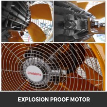 VEVOR ATEX Portable Ventilator Fan 16 Inch(400 mm) 1100W Explosion Proof Extractor or Ventilator 110V 60HZ Speed 3450 RPM for Extraction and Ventilation in Potentially Explosive Environments