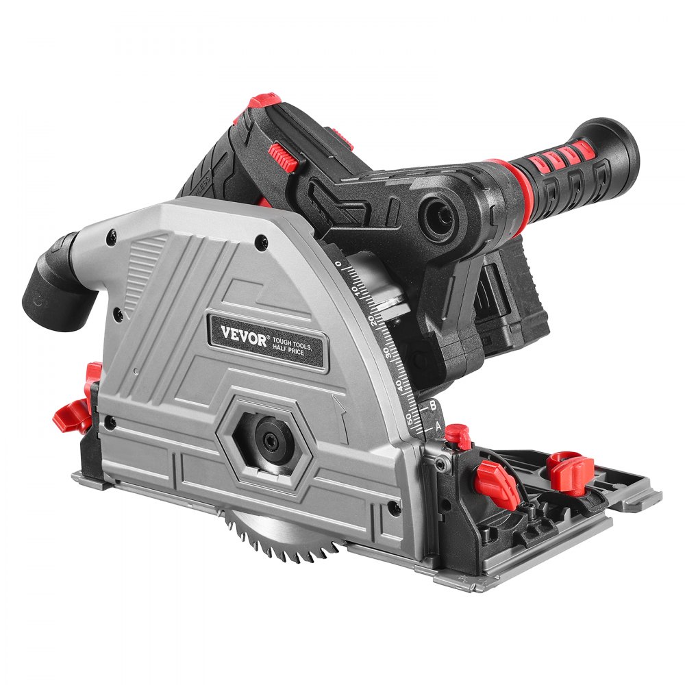VEVOR Cordless Track Saw, 140 mm(5-1/2 in) Blade, Brushless Plunge Circular Saw Kit, Tracksaw with 4Ah 20V Battery, Hard Case, 52 mm(2.05 in) Cutting Depth, for Wood, Plastic, Tool Only (Guide Rail Sold Separately)