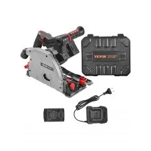 VEVOR Cordless Track Saw, 140 mm(5-1/2 in) Blade, Brushless Plunge Circular Saw Kit, Tracksaw with 4Ah 20V Battery, Hard Case, 52 mm(2.05 in) Cutting Depth, for Wood, Plastic, Tool Only (Guide Rail Sold Separately)