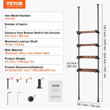 VEVOR Over the Toilet Storage 4-Tier Bathroom Shelf Rack Space Saver Organizer