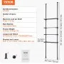 VEVOR Over the Toilet Storage, 4-Tier Adjustable Over Toilet Bathroom Organizer, Low-carbon Steel 53"-132" Tall Storage Shelf Rack, Easy Assembly Laundry Space Saver, for Small Rooms, Fit Most Toilets