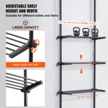 VEVOR Over the Toilet Storage 4-Tier Bathroom Shelf Rack Space Saver Organizer