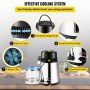 VEVOR 1.1 Gal Water Distiller, 0.3 Gal/H, 750W Distilled Water Maker Machine 0-99H Timing Set Temp Display, 304 Stainless Steel Countertop Distiller Glass Carafe Cleaning Powder 3 Carbon Packs, Silver