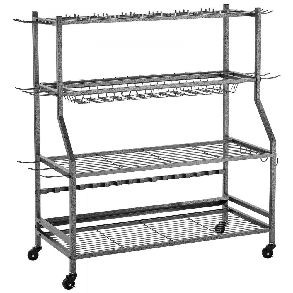 VEVOR Fishing Rod Holder for 15-Rods, Mobile Fishing Pole Rack Cart with Wheels, Fish Gear Equipment Organizer for Garage Home Indoor Use, for Tackle Box Reel Accessories Storage, Gifts for Men