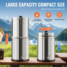 VEVOR 1.5G Gravity-fed Water Filter Countertop System Stainless Steel 2 Filters