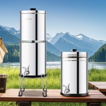 VEVOR 2.25G Gravity-fed Water Filter Countertop System Stainless Steel 2 Filters