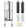 VEVOR Gravity-fed Water Filter System, 2.25G 304 Stainless-Steel Countertop Filtration System, Reduces Lead and up to 99% of Chlorine, with 2 Activated Carbon Filter, 2 Defluorination Filter, Spigot