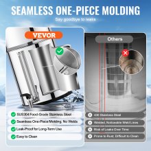 VEVOR 2.25G Gravity-fed Water Filter Countertop System Stainless Steel 2 Filters