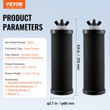 VEVOR Purification Water Filter Replacement for Gravity Filter System 2 Pack