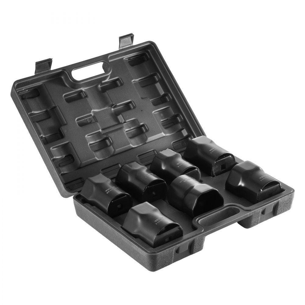 VEVOR Wheel Bearing Locknut Socket Set, 1/2 inch Drive 7 Piece SAE and Metric 6-Point Socket for Ford, Dodge, and Toyota Vehicles, with Storage Case, Remove and Install Wheel Bearing Lock Nuts
