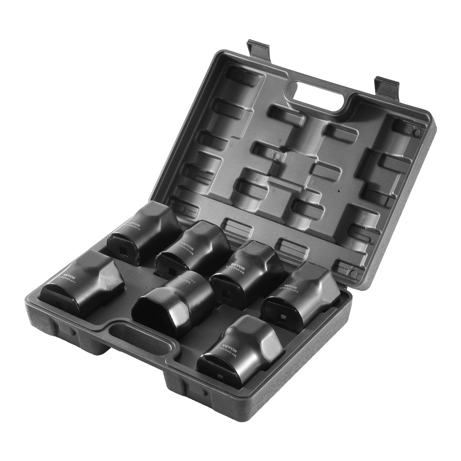 VEVOR Wheel Bearing Locknut Socket Set, 1/2 inch Drive 7 Piece SAE and Metric 6-Point Socket for Ford, Dodge, and Toyota Vehicles, with Storage Case, Remove and Install Wheel Bearing Lock Nuts