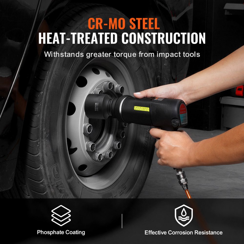 VEVOR Axle Nut Impact Socket Set, 1/2" Drive 6-Point 4-Piece SAE Spindle Nut Socket Set, CR-MO Heat Treated Large Socket Set with Storage Case, for Auto Repair, Removing or Installing Axle Nuts