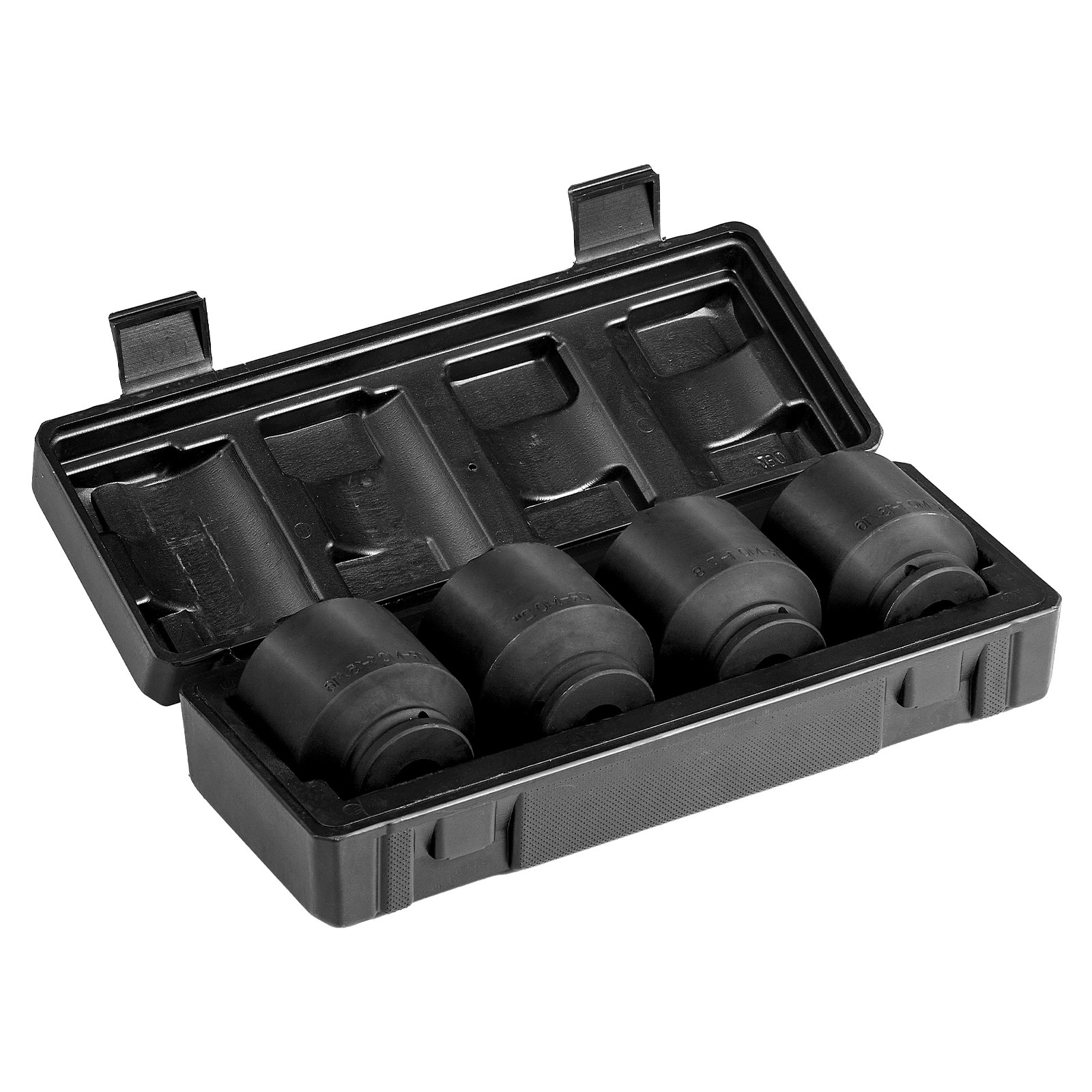 VEVOR Axle Nut Impact Socket Set, 1/2" Drive 6-Point 4-Piece SAE Spindle Nut Socket Set, CR-MO Heat Treated Large Socket Set with Storage Case, for Auto Repair, Removing or Installing Axle Nuts