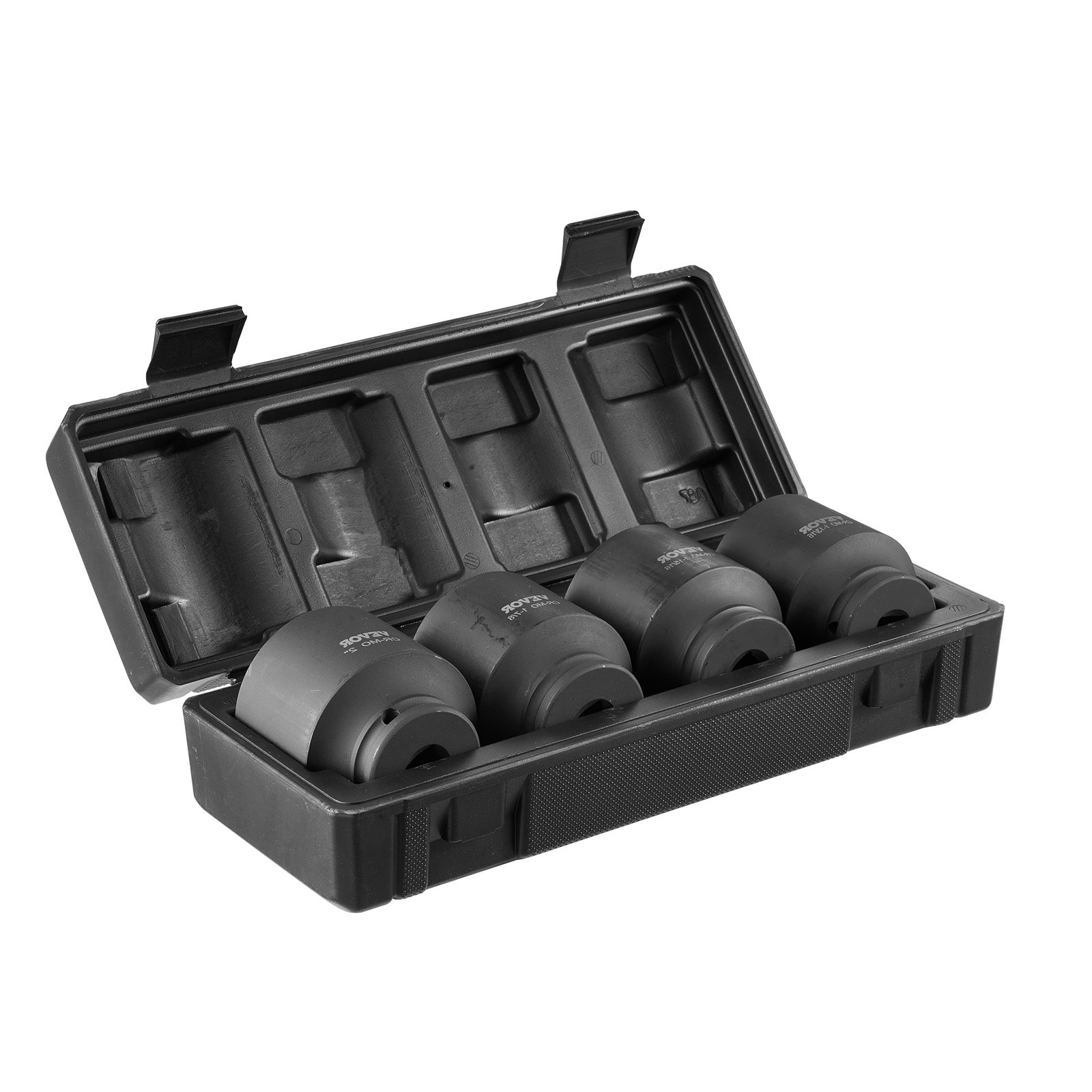 VEVOR Axle Nut Impact Socket Set, 1/2" Drive 6-Point 4-Piece SAE Spindle Nut Socket Set, CR-MO Heat Treated Large Socket Set with Storage Case, for Auto Repair, Removing or Installing Axle Nuts