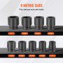 VEVOR Axle Nut Impact Socket Set 1" Drive 6-Point 9PCS SAE Spindle Nut Socket