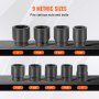 VEVOR Axle Nut Impact Socket Set, 1" Drive 6-Point 9-Piece SAE Spindle Nut Socket Set, CR-MO Heat Treated Large Socket Set with Storage Case, for Auto Repair, Removing or Installing Axle Nuts