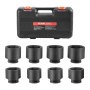 VEVOR Axle Nut Impact Socket Set, 3/4" Drive 6-Point 8-Piece SAE Spindle Nut Socket Set, CR-MO Heat Treated Large Socket Set with Storage Case, for Auto Repair, Removing or Installing Axle Nuts