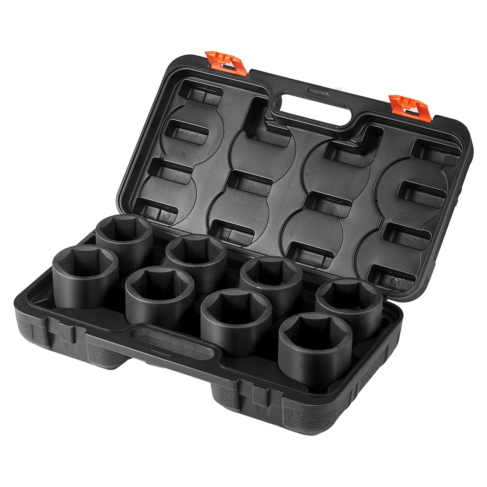 VEVOR Axle Nut Impact Socket Set, 3/4" Drive 6-Point 8-Piece SAE Spindle Nut Socket Set, CR-MO Heat Treated Large Socket Set with Storage Case, for Auto Repair, Removing or Installing Axle Nuts