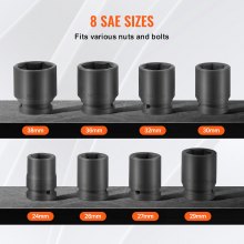 VEVOR Axle Nut Impact Socket Set 3/4" Drive 6-Point 8PCS Metric Spindle Socket