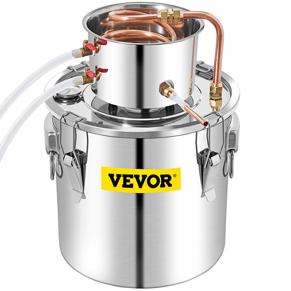 VEVOR Alcohol Still 13.2Gal/50L, Alcohol Distiller with Circulating Pump, Alcohol Still Copper Tube, Whiskey Distilling Kit with Build-In Thermometer, Whiskey Making Kit for DIY Alcohol, Stainless Ste