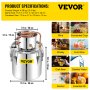 VEVOR Alcohol Still, 50L Stainless Steel Water Alcohol Distiller w/ Condenser, 13.2Gal Wine Making Boiler w/ Copper Tube, Home Brewing Kit w/ Built-in Thermometer for DIY Whisky Wine Brandy, Silver