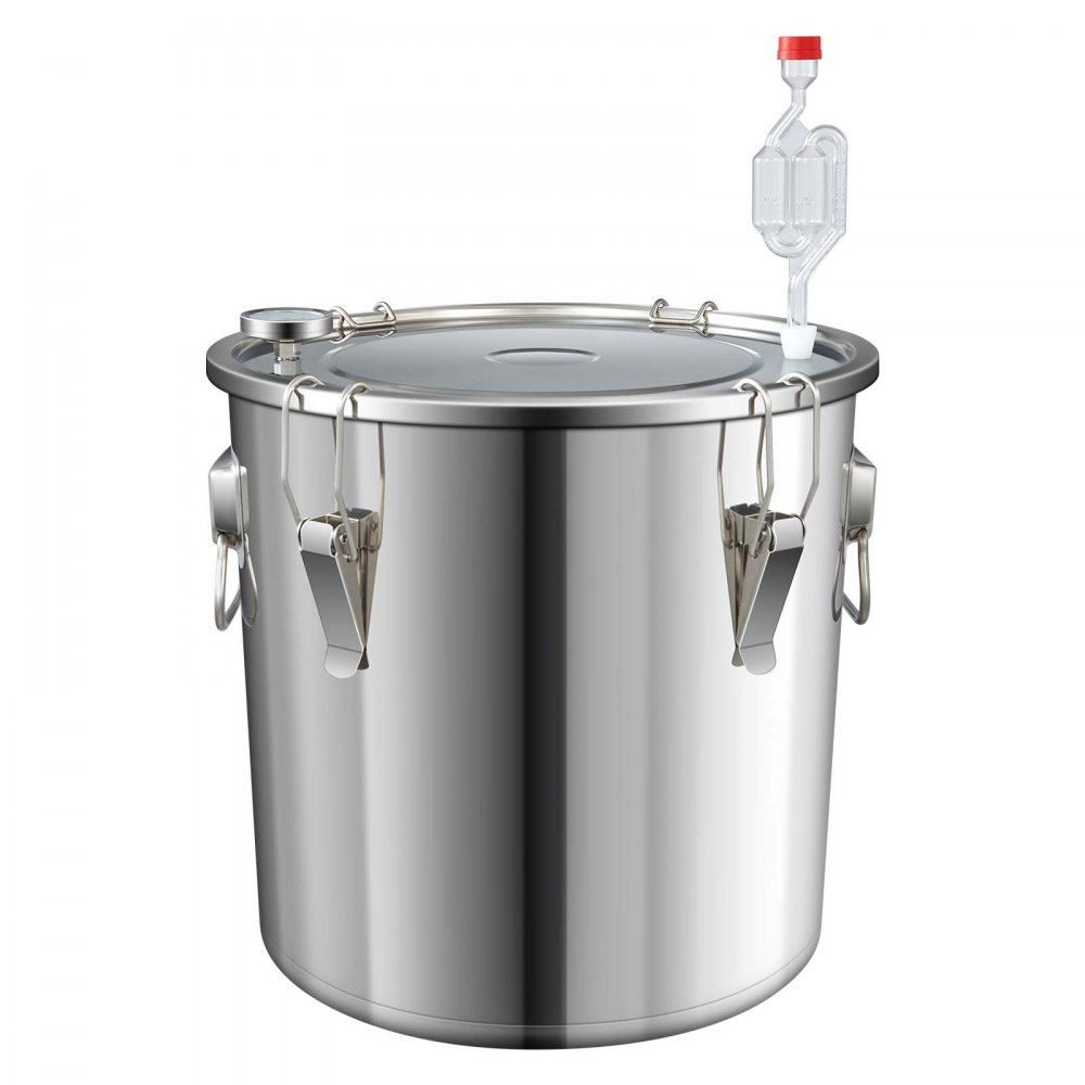 VEVOR Alcohol Still, 13.2Gal / 50L Stainless Steel Water Alcohol Distiller Copper Tube Home Brewing Kit Build-in Thermometer for DIY Whisky Wine Brandy, Silver