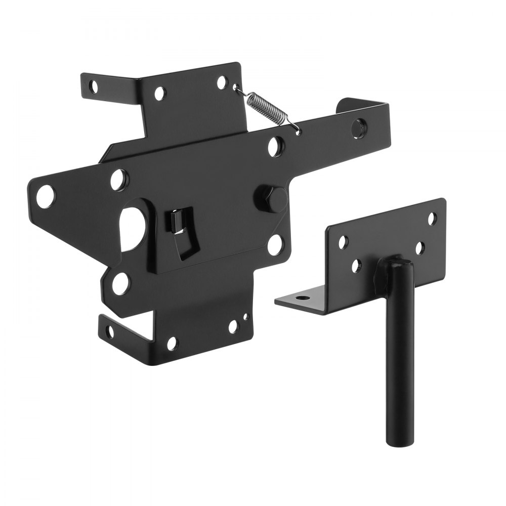 Pestillo de puerta autoblocante VEVOR, palanca de gravedad automática de metal resistente, herraje con múltiples orificios de bloqueo, acabado mate con recubrimiento en polvo, ideal para cercas, garajes, piscinas y jardines, color negro