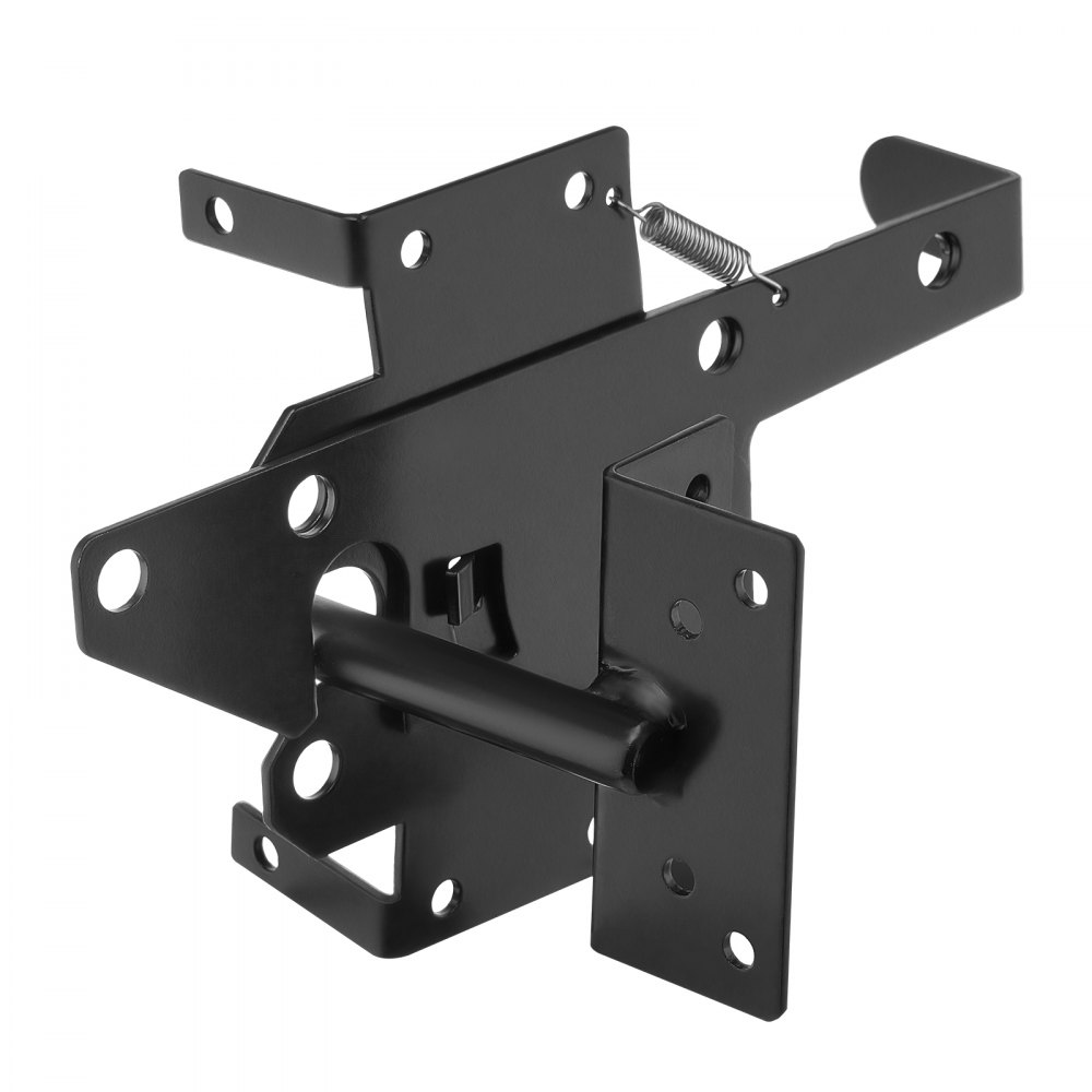 Pestillo de puerta autoblocante VEVOR, palanca de gravedad automática de metal resistente, herraje con múltiples orificios de bloqueo, acabado mate con recubrimiento en polvo, ideal para cercas, garajes, piscinas y jardines, color negro