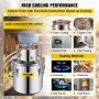 VEVOR Distillateur d'eau 3Gal, tube en cuivre avec pompe de circulation, kit de brassage domestique, thermomètre intégré, seau en acier inoxydable 12 L