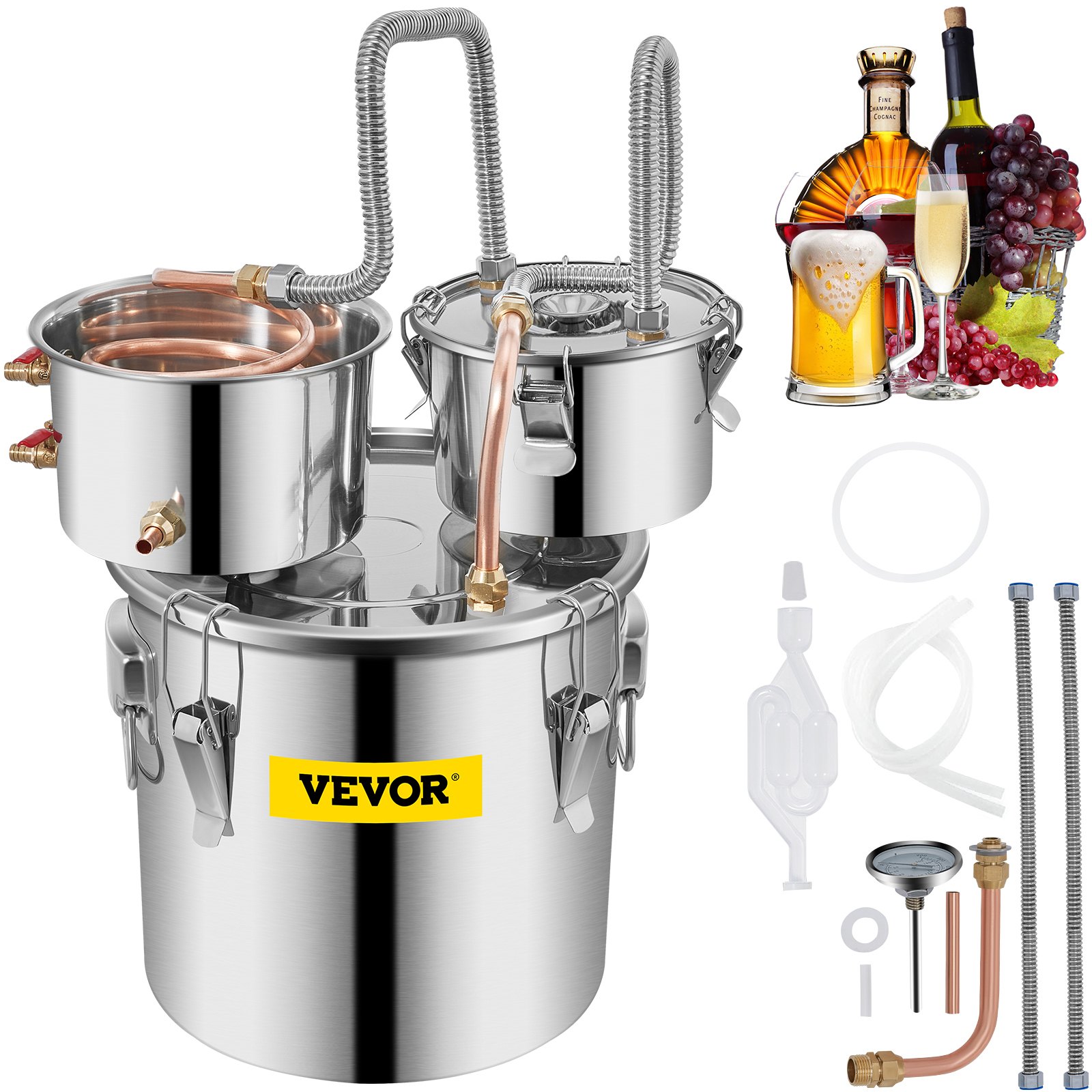 Sweiko 3 Pot 12L Alcohol Distiller Water Wine Boiler Home Brew Moonshinestill Sweiko 3 Pot 12L Alcohol Distiller Water Wine Boiler Home Brew Moonshinestill