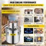 VEVOR Moonshine Still Distiller 3Gal 12L από ανοξείδωτο ατσάλι Water Distiller Copper Tube Home Kit ζυθοποιίας Ενσωματωμένο θερμόμετρο