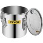 VEVOR distiller kit with stainless steel body and open lid displaying a thermometer.