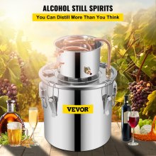 VEVOR Moonshine Still Distiller 3Gal 12L Destilador de água em aço inoxidável Tubo de cobre Kit de fabricação caseira Termômetro integrado para DIY Whiskey Wine Brandy Sliver