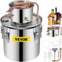 VEVOR Moonshine Still 5 Gal 21L, Distillery Kit with Circulating Pump, Alcohol Still Copper Tube, Whiskey Distilling Kit with Build-In Thermometer, Whiskey Making Kit for DIY Alcohol, Stainless Steel