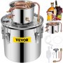 VEVOR Moonshine Still Distiller 5Gal 21L Stainless Steel Water Distiller Copper Tube Home Brewing Kit Build-in Thermometer